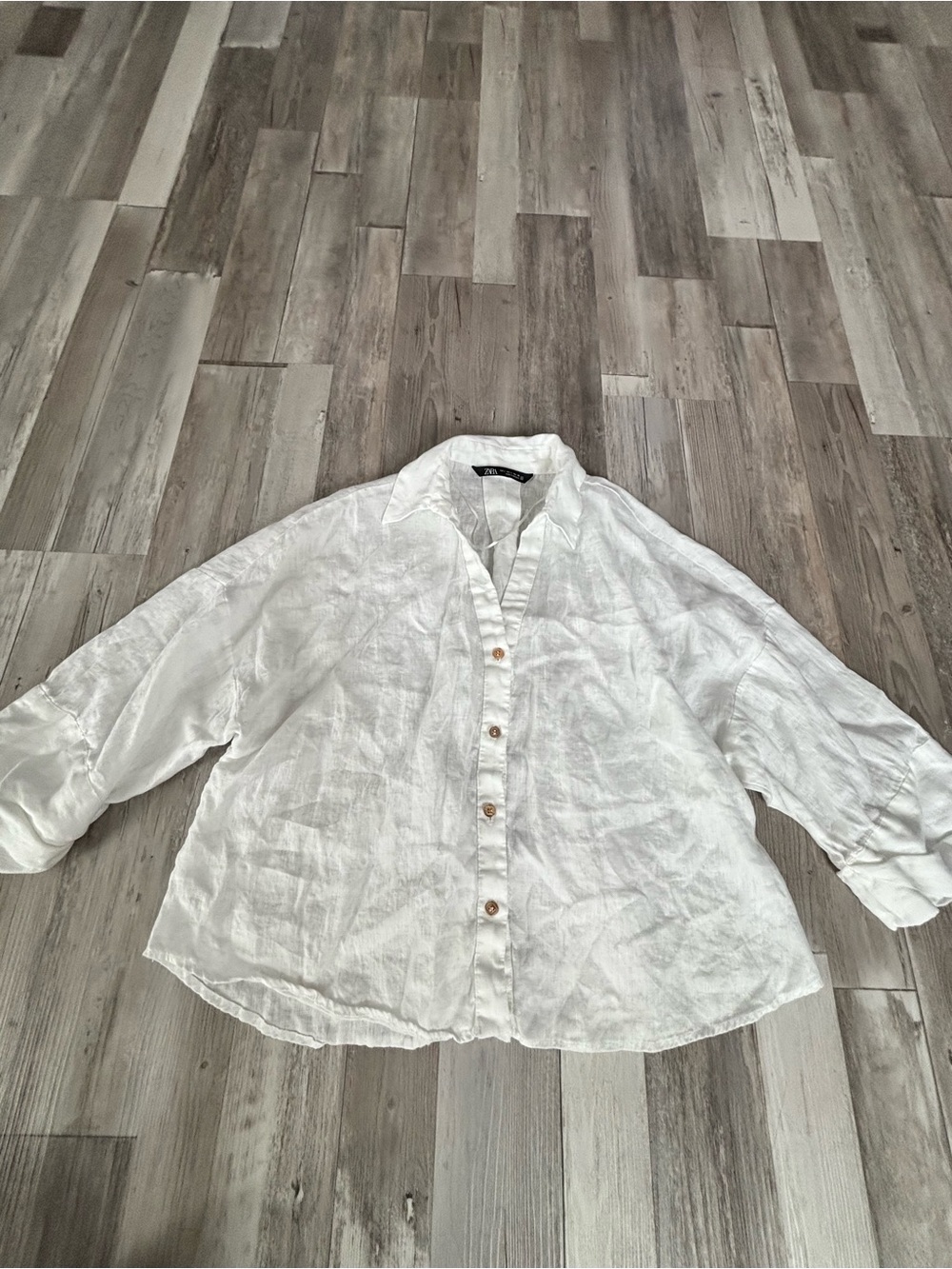 Zara White Sheer Linen Blouse